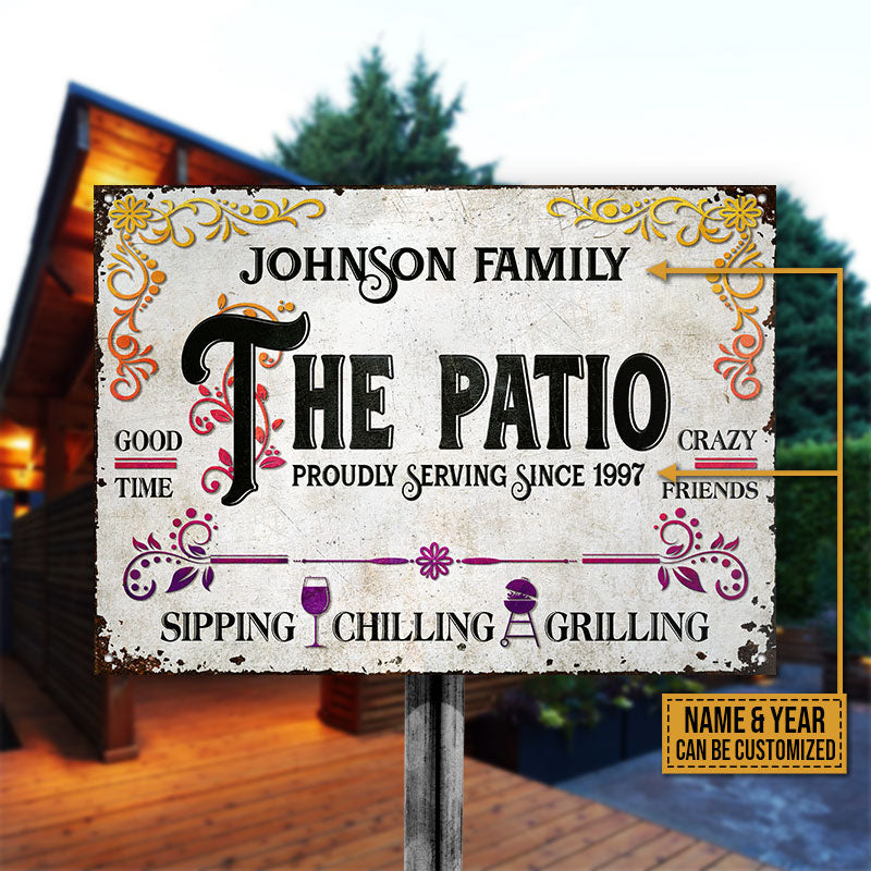 Patio Good Times Crazy Friends Custom Classic Metal Signs, Yard Sign, Patio Decorations, Outdoor Decorating Ideas