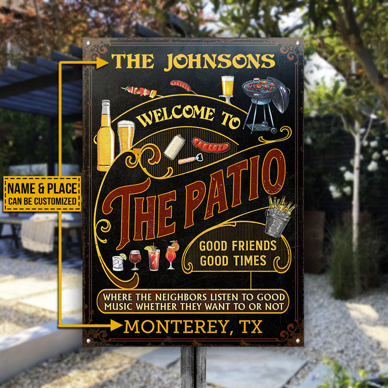 Personalized Patio Grilling Red Listen To The Good Music Black Vertical Custom Classic Metal Signs