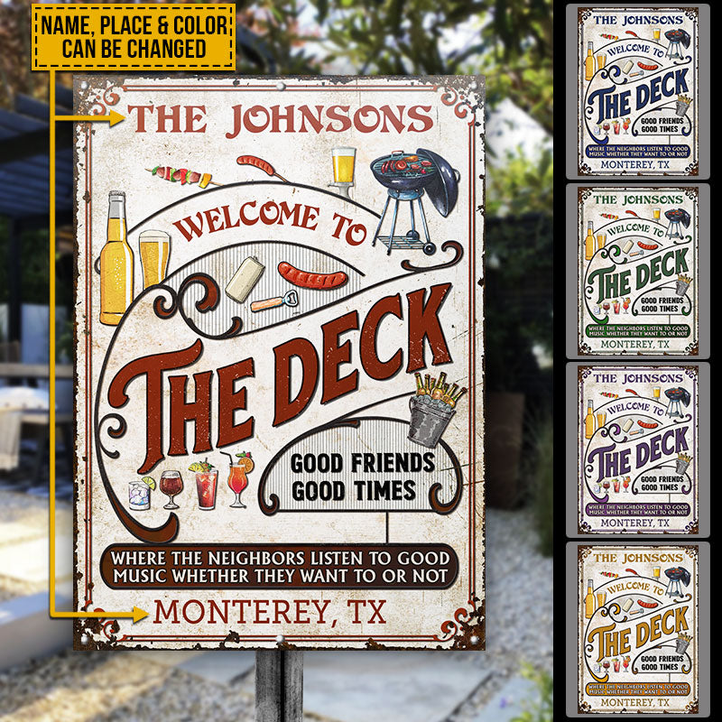 Personalized Deck Grilling Red Listen To The Good Music Vertical Color Custom Classic Metal Signs