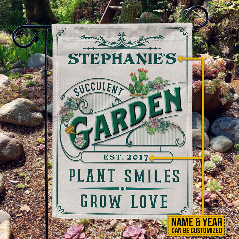 Personalized Succulent Garden Plant Smiles Grow Customized Flag