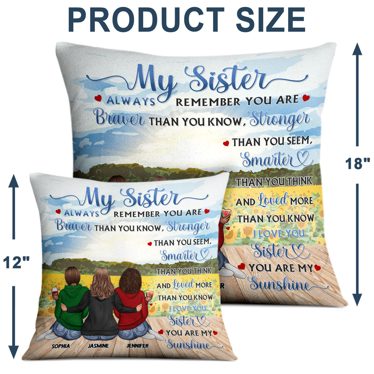 Forever You Are My Sister - Gift For Sisters - Personalized Custom Pil ...