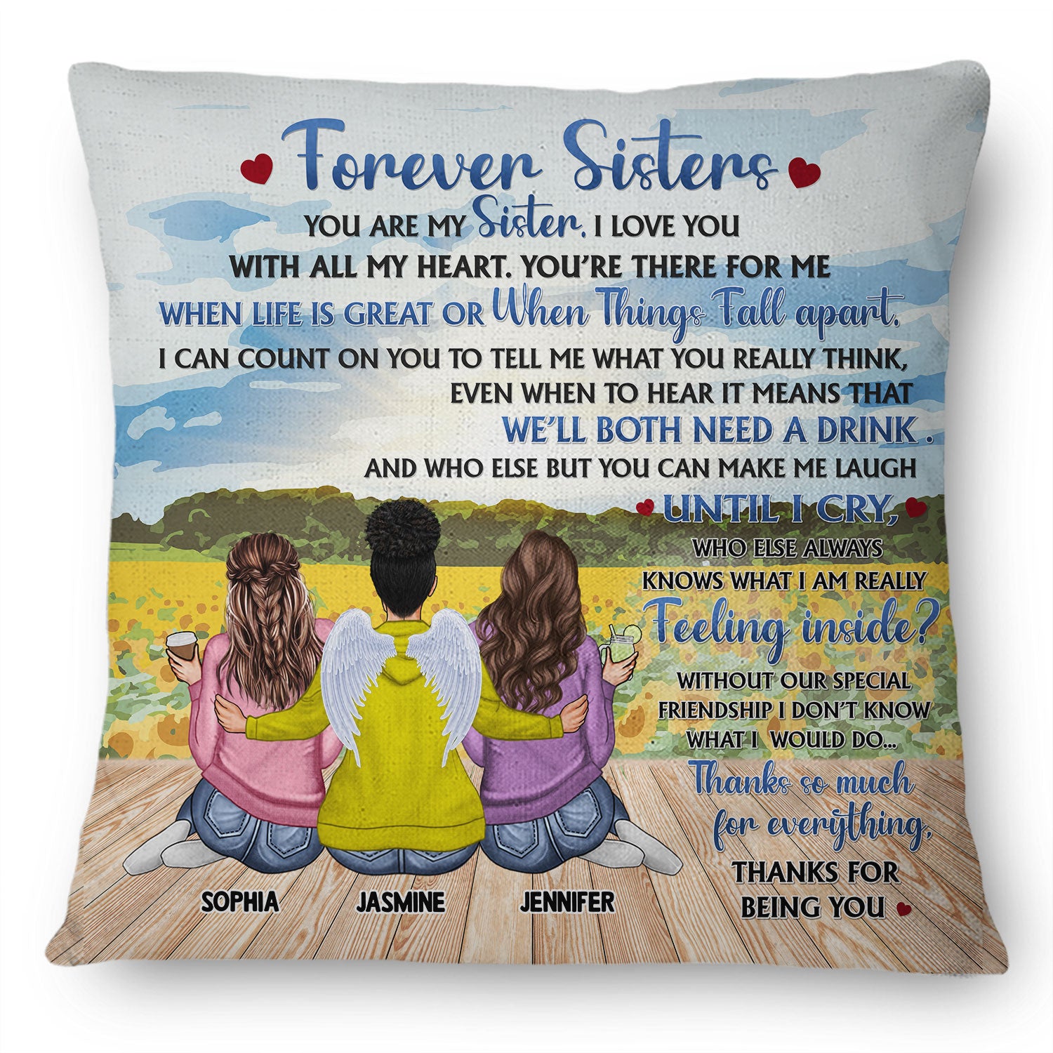 Forever You Are My Sister - Gift For Sisters - Personalized Custom Pillow