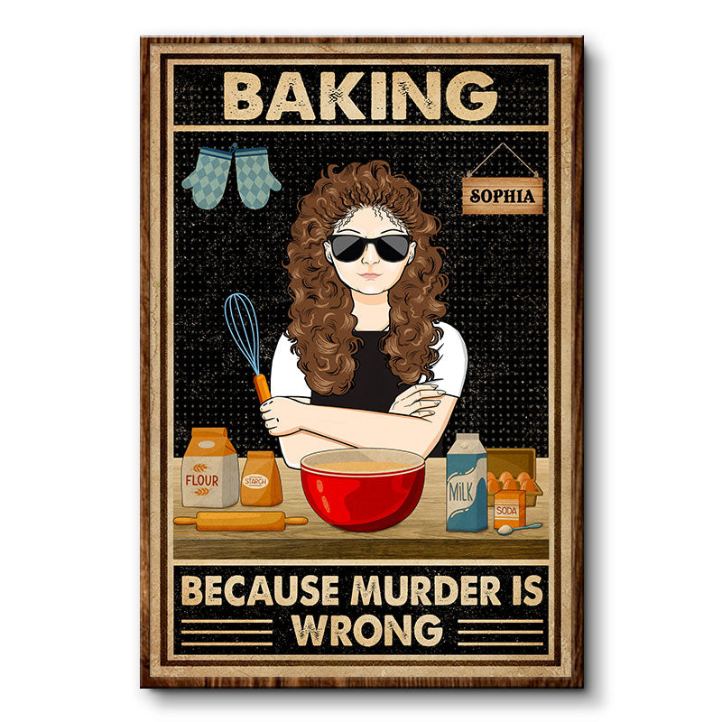 Baking Murder Is Wrong Custom Poster, Funny Kitchen Decor - Wander