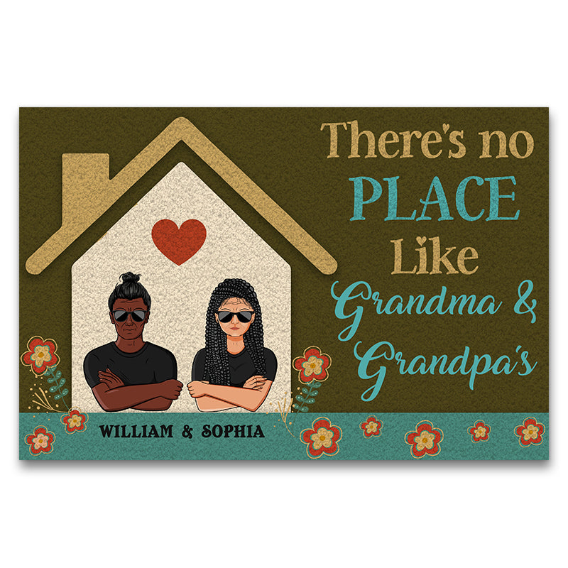 There's No Place Like Grandma And Grandpa's - Personalized Custom Doormat