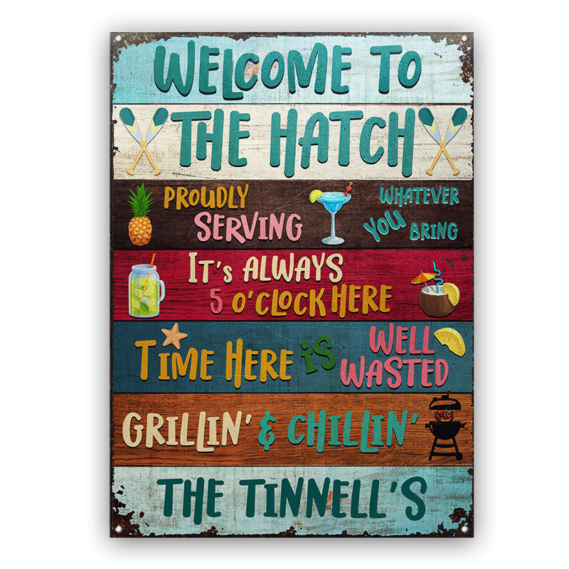 Welcome To The Hatch Grilling - Personalized Custom Classic Metal Signs