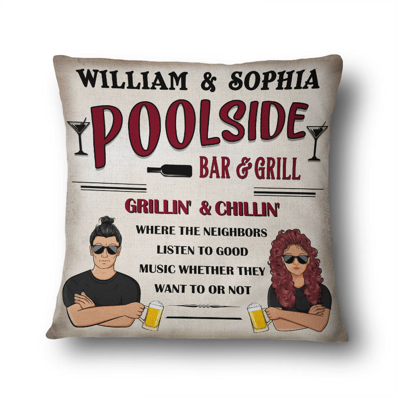 Pool Bar And Grill - Swimming Pool Decor - Personalized Custom Pillow