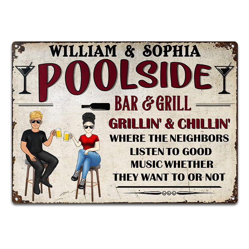 Listen To Good Music - Backyard Patio Pool Bar - Personalized Custom Classic Metal Signs