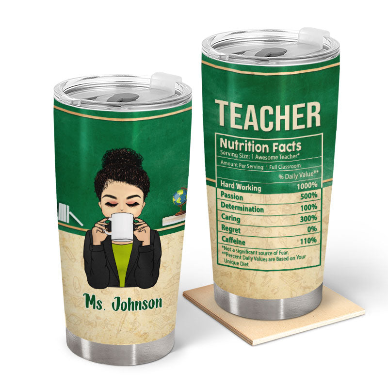 Teacher Nutrition Facts - Gift For Teachers - Personalized Custom Tumbler