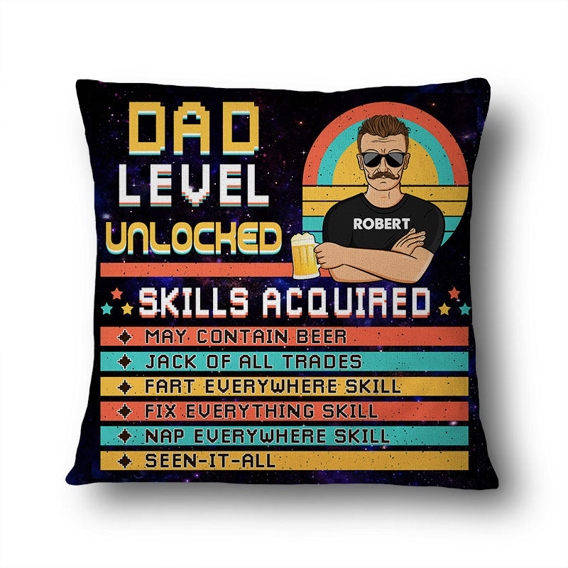 Level Unlocked - Gift For Father And Grandfather - Personalized Custom Pillow