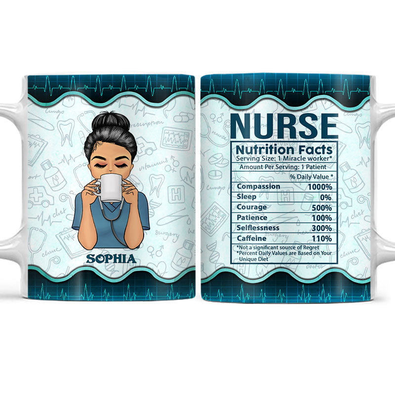 Nurse Nutrition Facts - Gift For Nurse - Personalized Custom White Edge-to-Edge Mug