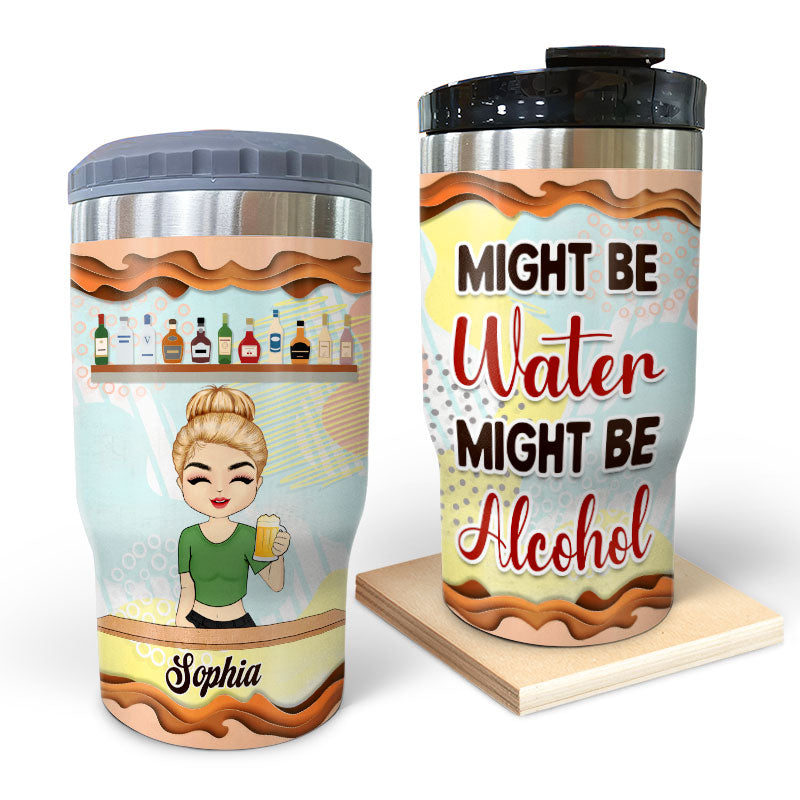 Might Be Water Might Be Alcohol Chilling Gift - Personalized Custom Triple 3 In 1 Can Cooler