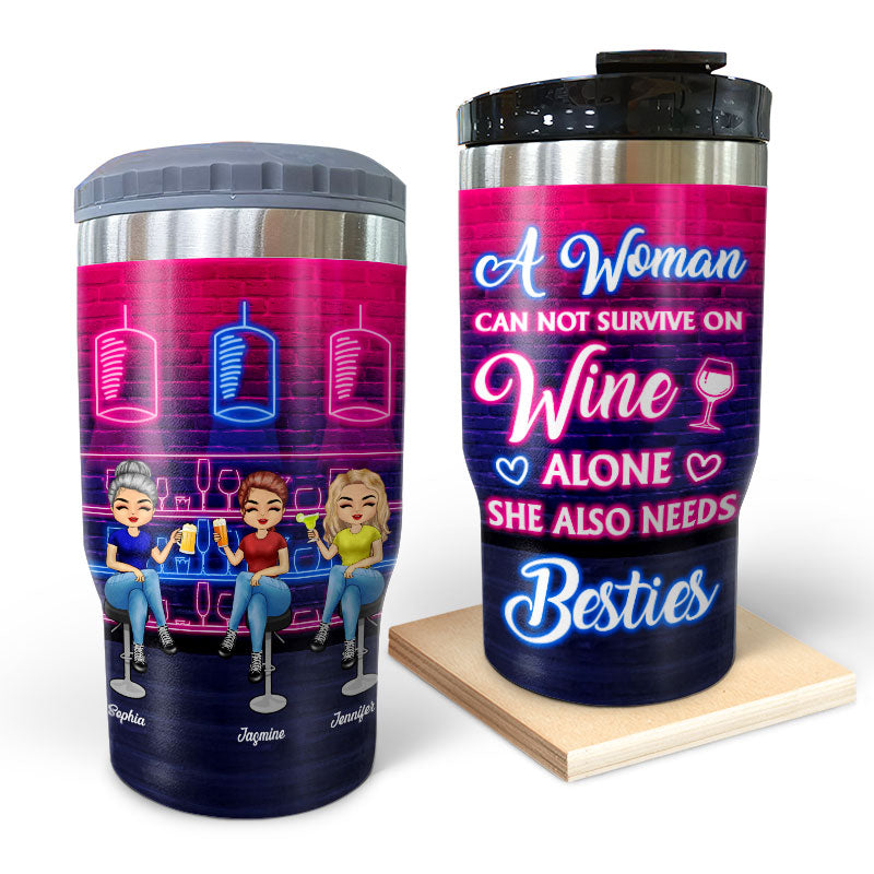 A Woman Can Not Survive - Gift For Besties - Personalized Custom Triple 3 In 1 Can Cooler