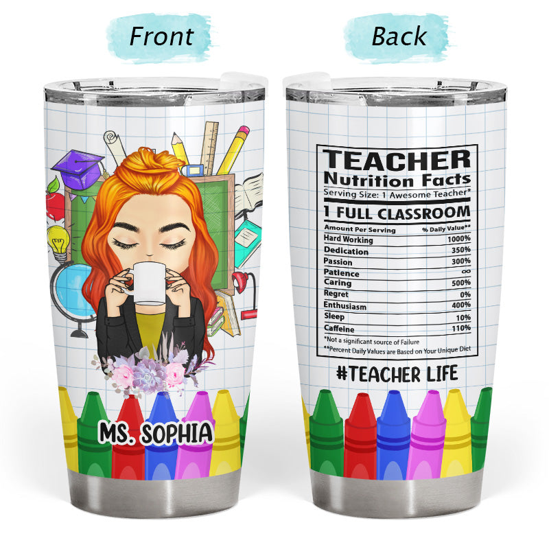 Nutrition Fact Teacher Gift - Personalized Custom Tumbler - Wander Prints™