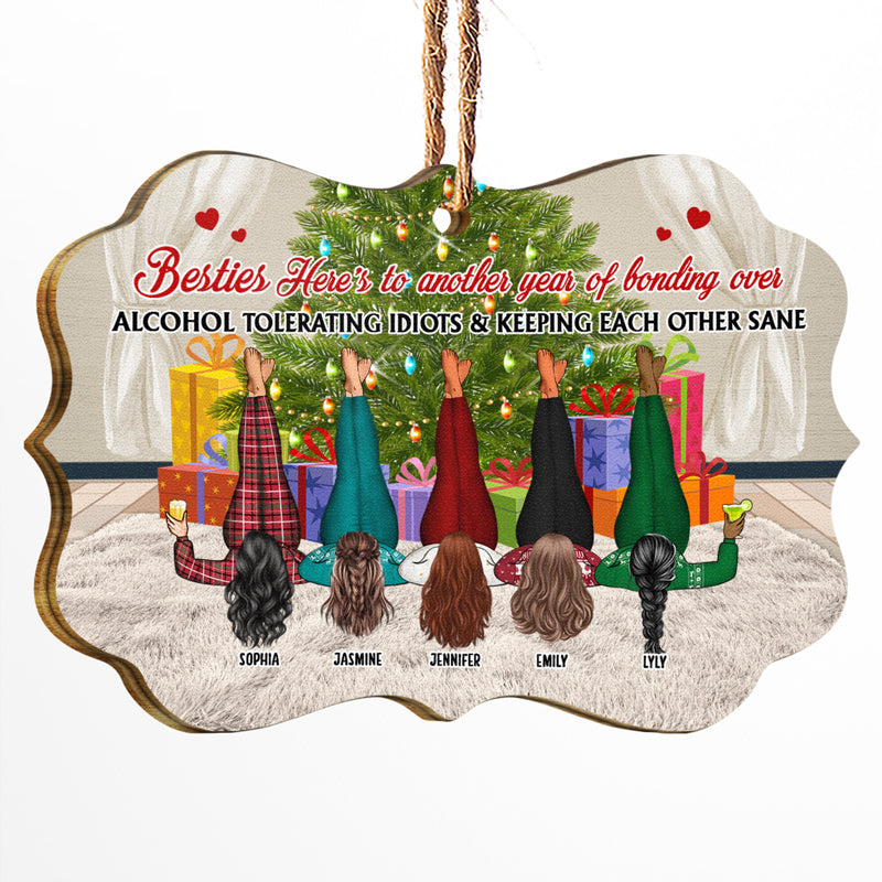 Alcohol Keeping Each Other Sane - Christmas Gift For Besties - Personalized Custom Wooden Ornament