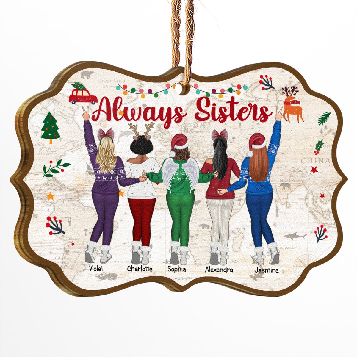 Always Sisters Christmas Gift For Sister Personalized Custom Woode