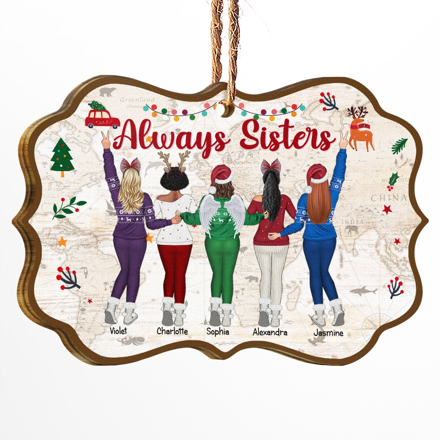 Always Sisters - Christmas Gift For Sister - Personalized Custom Wooden Ornament