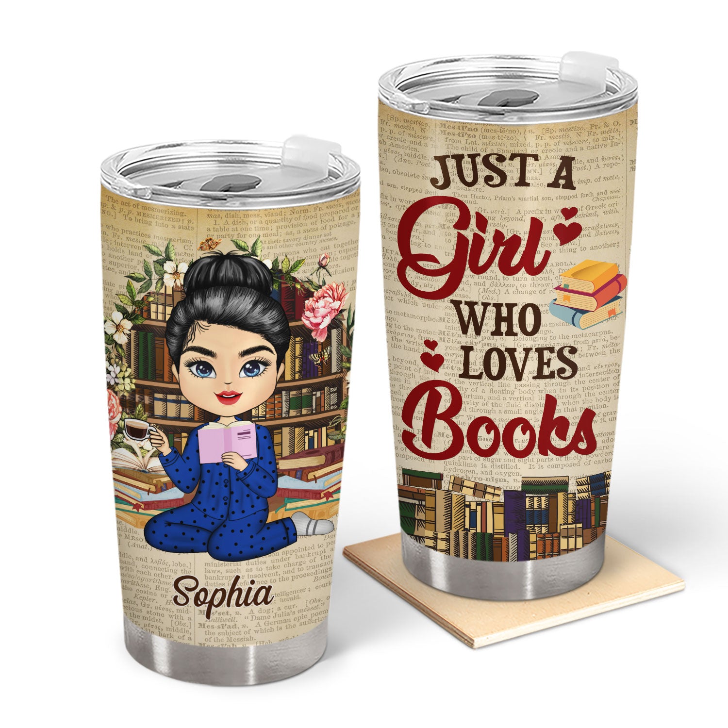 Girl Who Loves Books - Gift For Book Lovers - Personalized Custom Tumbler