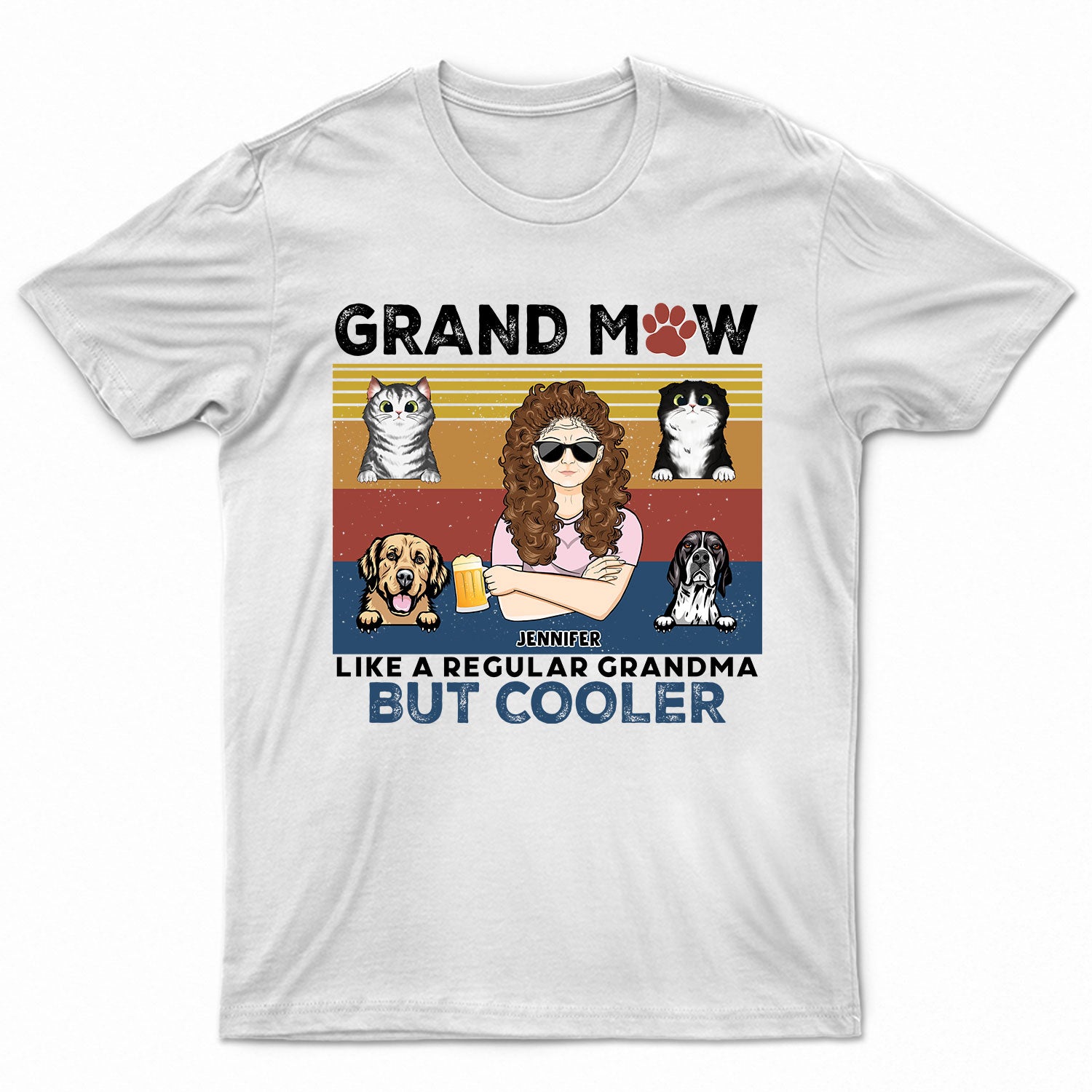 Pet Lovers Like A Regular Grandma Grandpa But Cooler - Gift For Dog Lovers & Cat Lovers - Personalized Custom T Shirt