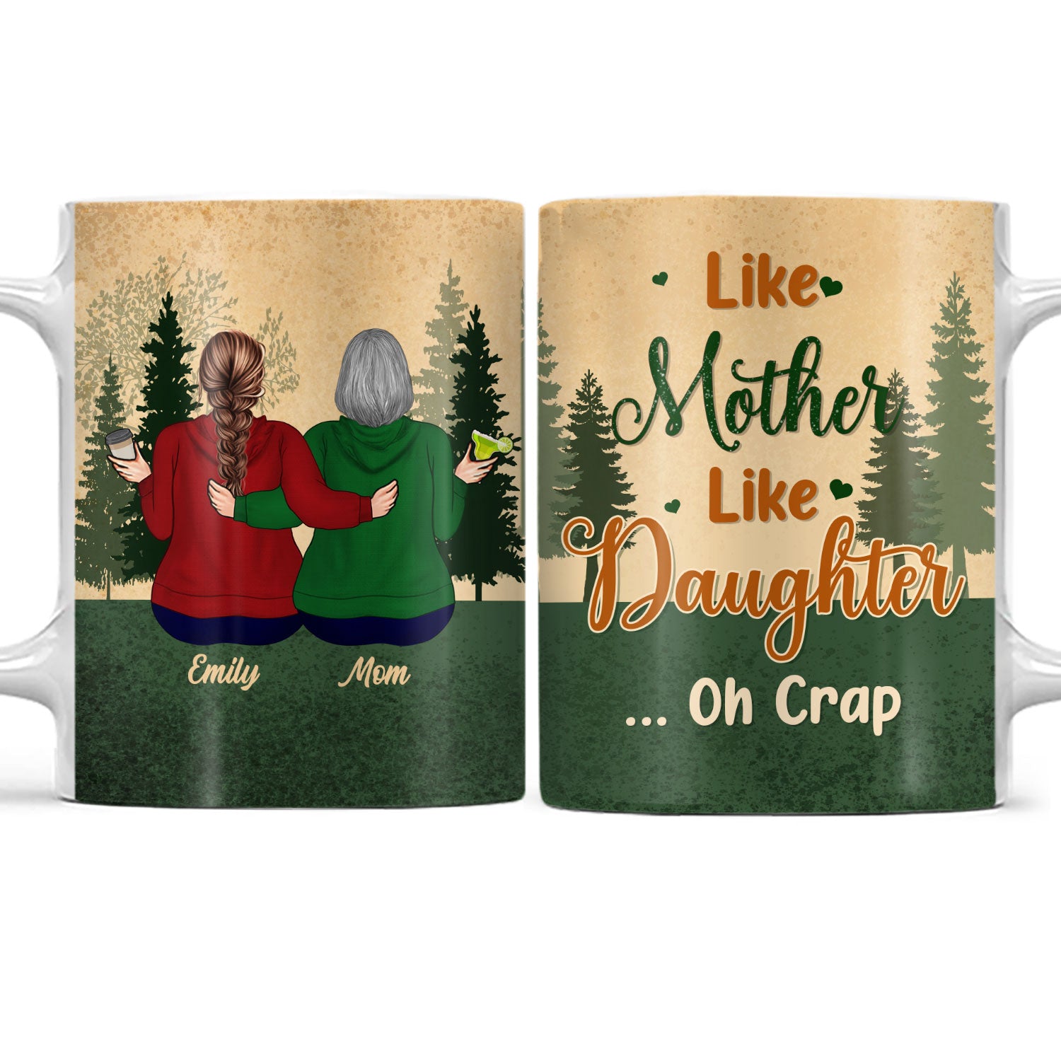 Like Mother Like Daughter - Gift For Mother Daughter Son - Personalized Custom White Edge-to-Edge Mug