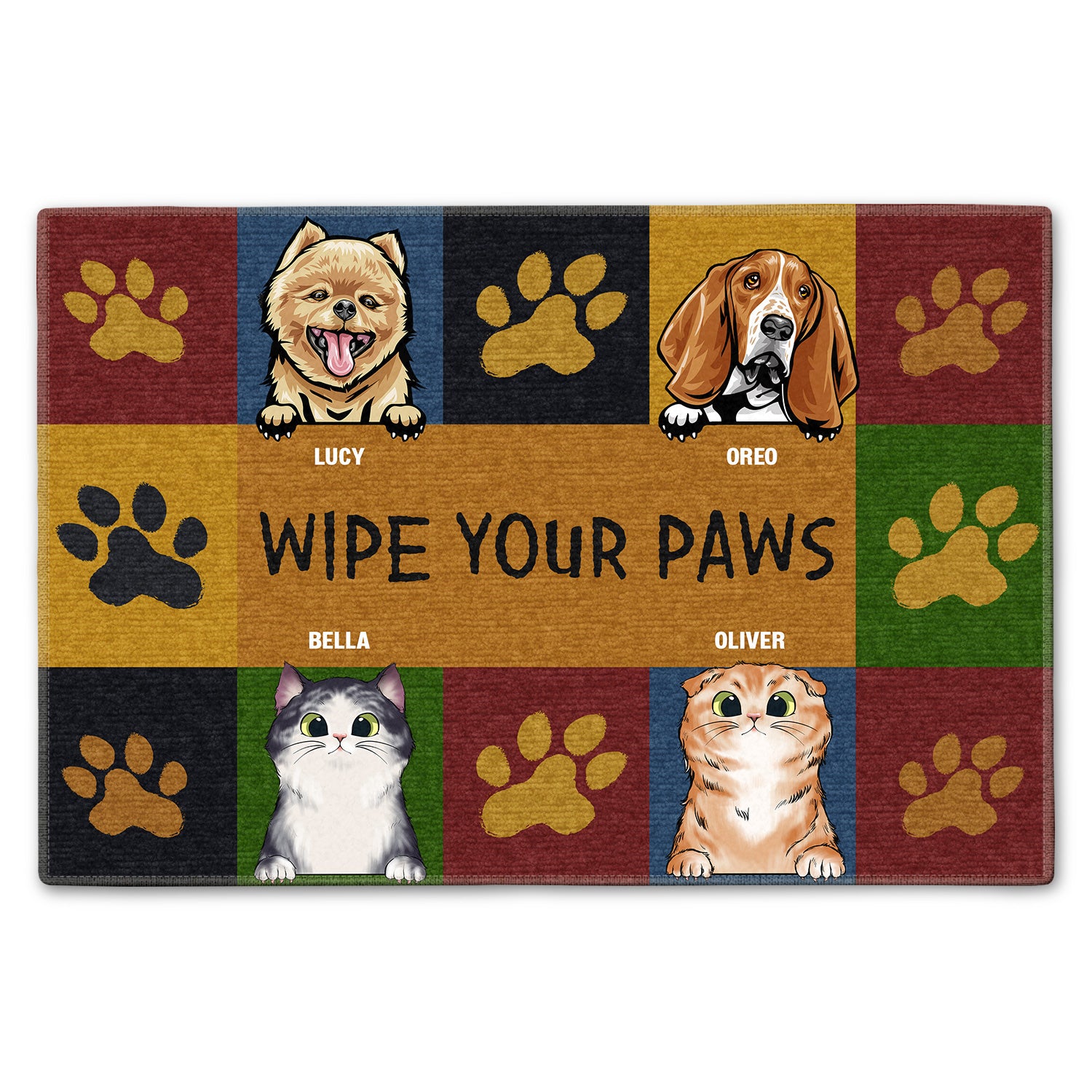 Dog Cat Wipe Your Paws - Gift For Pet Lovers - Personalized Custom Doormat