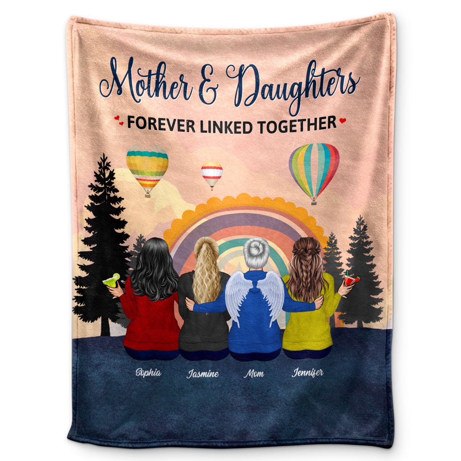 Mother Daughter Linked Forever - Gift For Mother - Personalized Custom Blanket