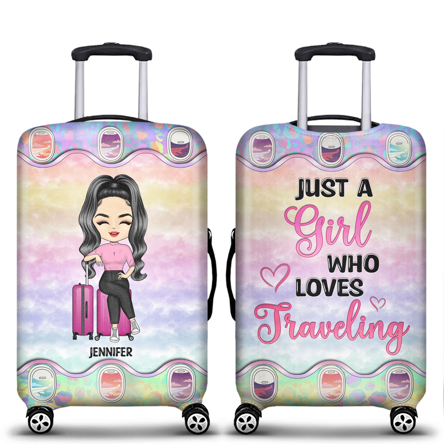 Just A Girl Who Loves Traveling - Birthday Gift For Her, Yourself, Traveler, Wife, Girlfriend, Lover, Daughter, Sister, BFF Best Friend - Personalized Custom Luggage Cover