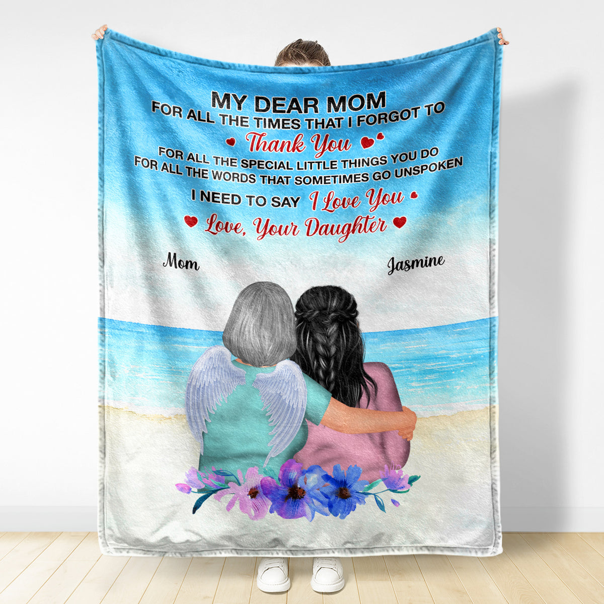 Personalized throw blanket thank you gift for Grandma or Mom, including all  the reasons you love her.