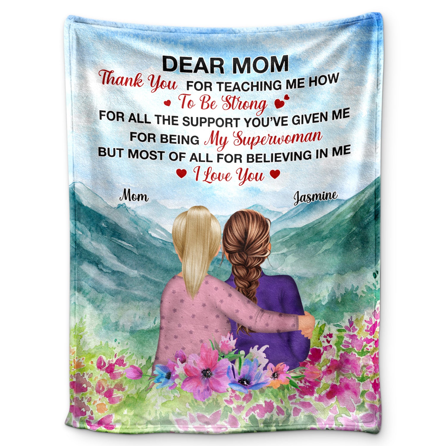 Dear Mom Thank You For Being My Superwoman - Birthday, Family Gift For Mother, Grandma, Daughter, Granddaughter - Personalized Custom Fleece Blanket