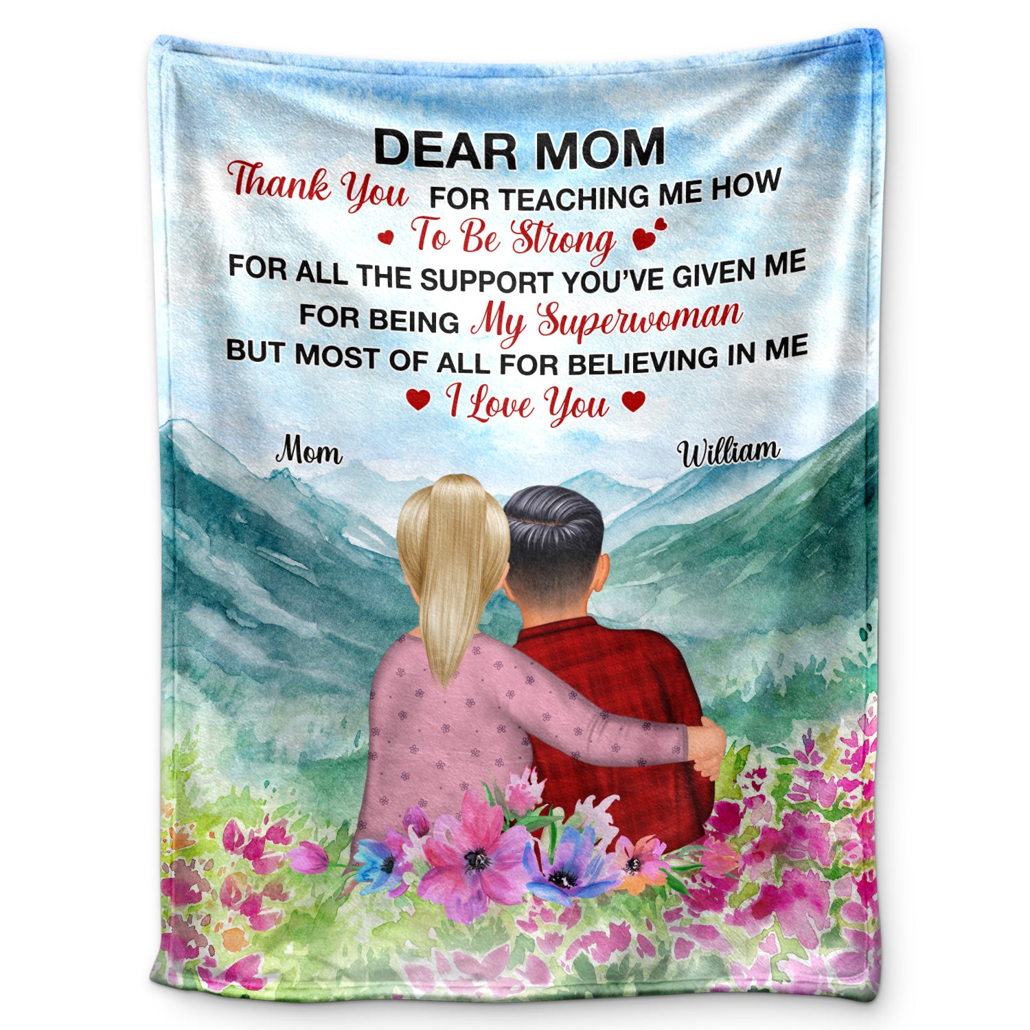 Dear Mom Thank You For Being My Superwoman - Birthday, Family Gift For Mother, Grandma, Son, Grandson - Personalized Custom Fleece Blanket
