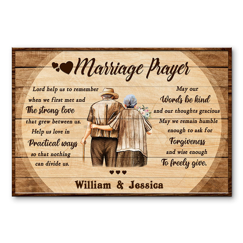 Old Couple Marriage Prayer Custom Poster, Gifts For Wedding, Anniversary, Birthday, Grandparents' Day Gift