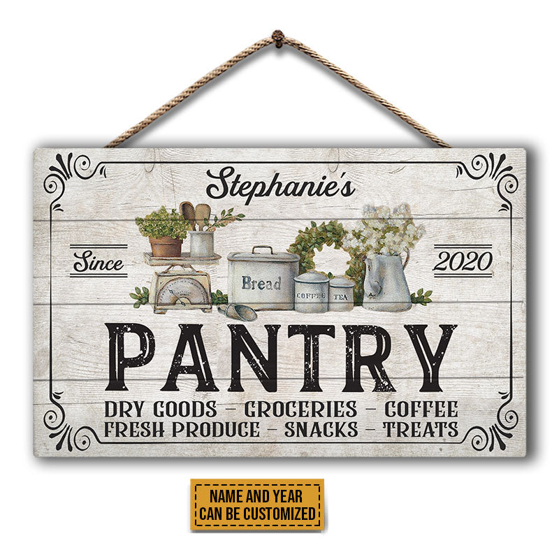 Pier 1 Wood GROCERY PANTRY Sign Shabby Chic Farmhouse Wall Decor RARE 31 x  9