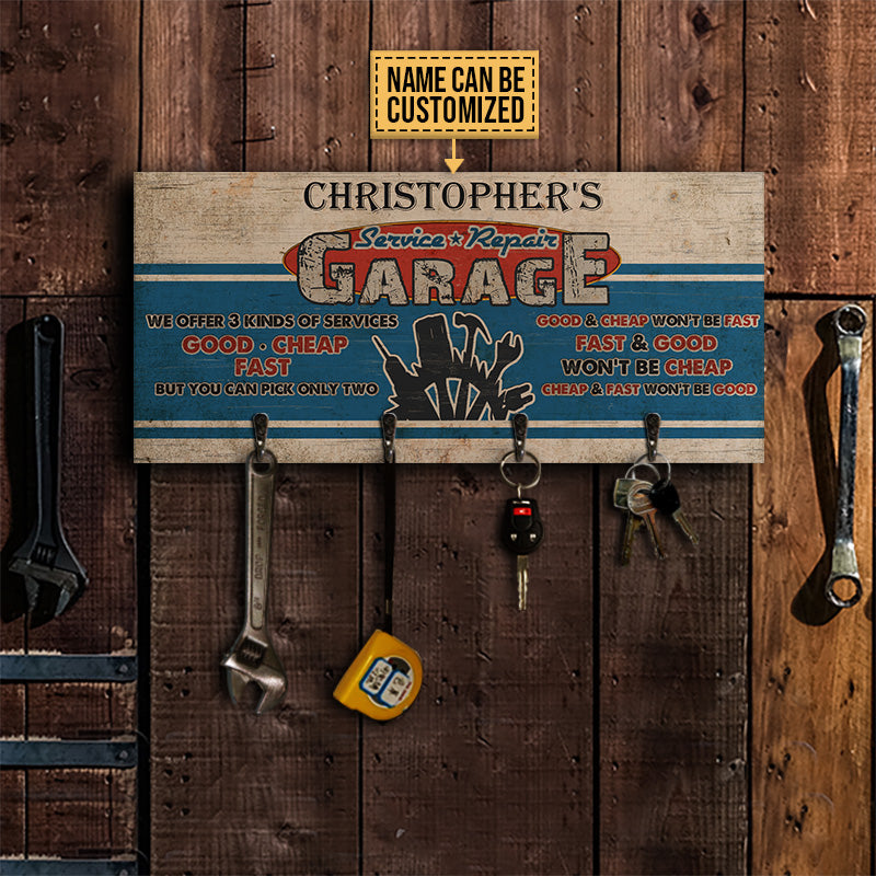 Personalized Auto Garage Kinds Of Service Custom Wood Key Holder