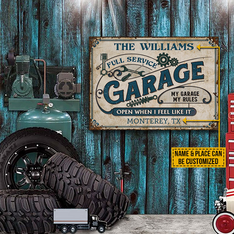 Personalized Auto Mechanic Garage My Rules Customized Classic Metal Signs