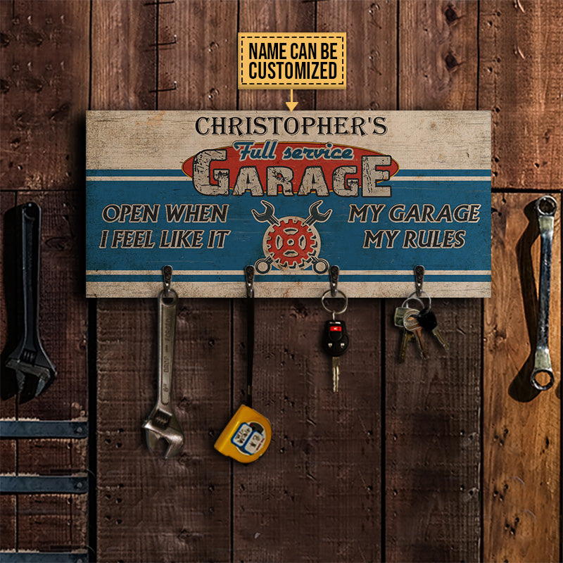 Personalized Auto Mechanic Garage Open When I Feel Like Custom Wood Key Holder