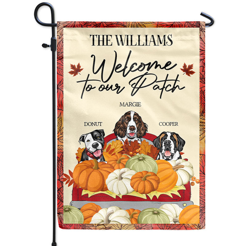 Personalized Autumn Dog Welcome To Our Patch Custom Flag