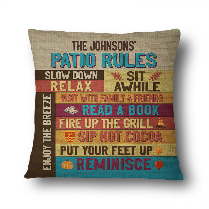 Personalized Autumn Patio Rules Enjoy The Breeze Custom Pillow