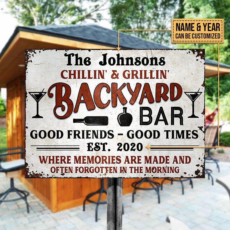 Personalized Backyard Bar Where Memories Are Made Custom Classic Metal Signs