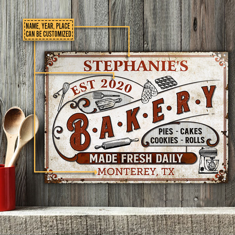 Personalized Baking Made Fresh Daily Custom Classic Metal Signs