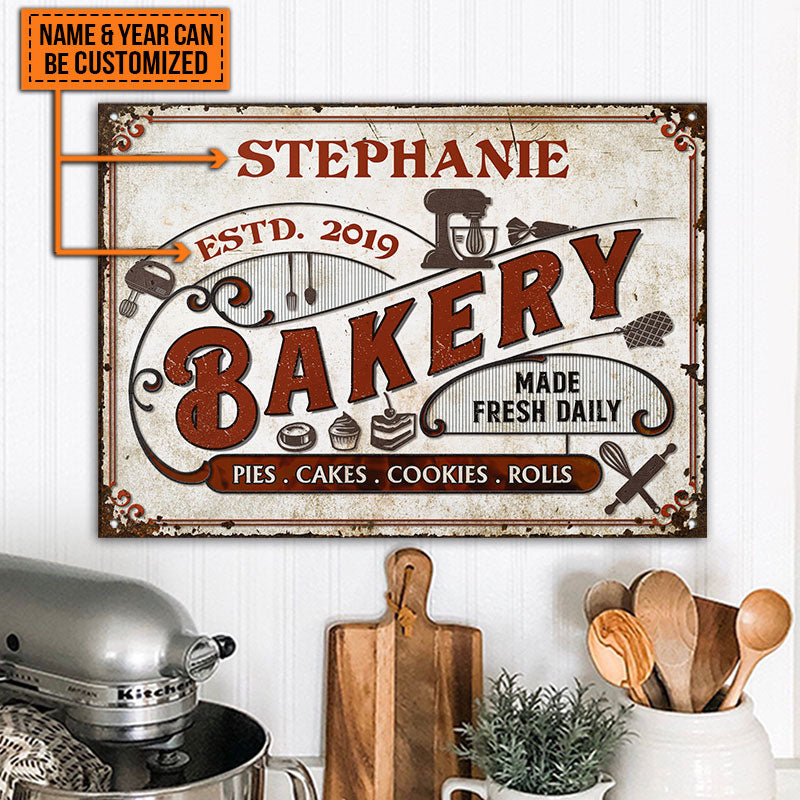 Personalized Baking Vintage Made Fresh Daily Customized Classic Metal Signs