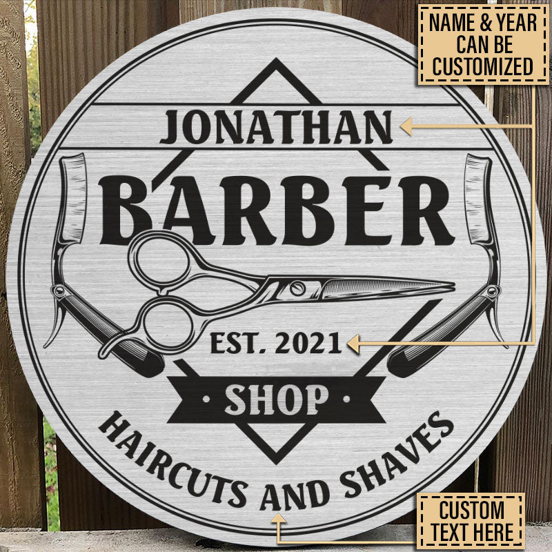  Barber Shop Emblem Custom Name Personalized Wall Vinyl