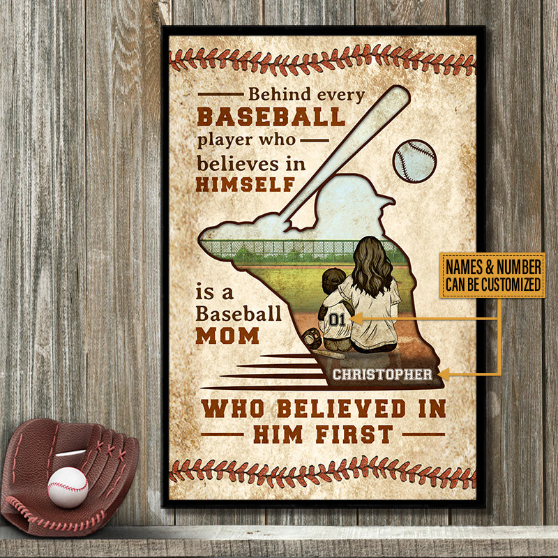 Personalized Baseball Behind Baseball Player Custom Poster