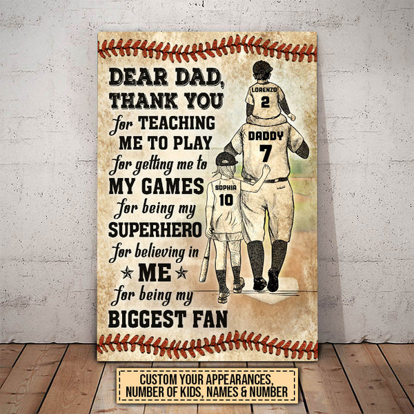 Customized gifts for baseball Dad personalized with children's names -  Personal-Prints