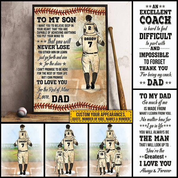 Personalized Baseball Dad And Child Thank You Dad Custom Quotes Custom -  Wander Prints™