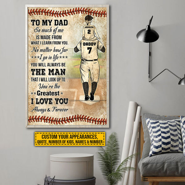  Baseball Dad Poster, To My Dad Poster, Thank You Dad Poster, Fathers  Day Poster Motivation Quotes Wall Art Home Decor : לבית ולמטבח