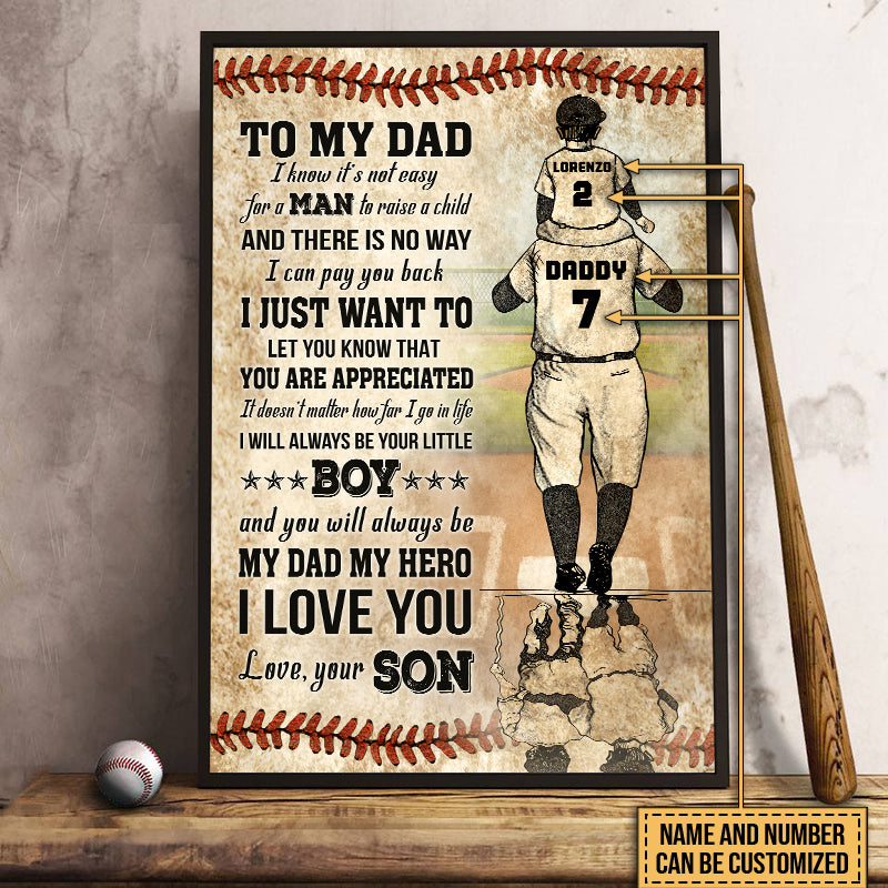 Personalized Baseball Dad And Son Always Be Your Little Boy Customized Poster