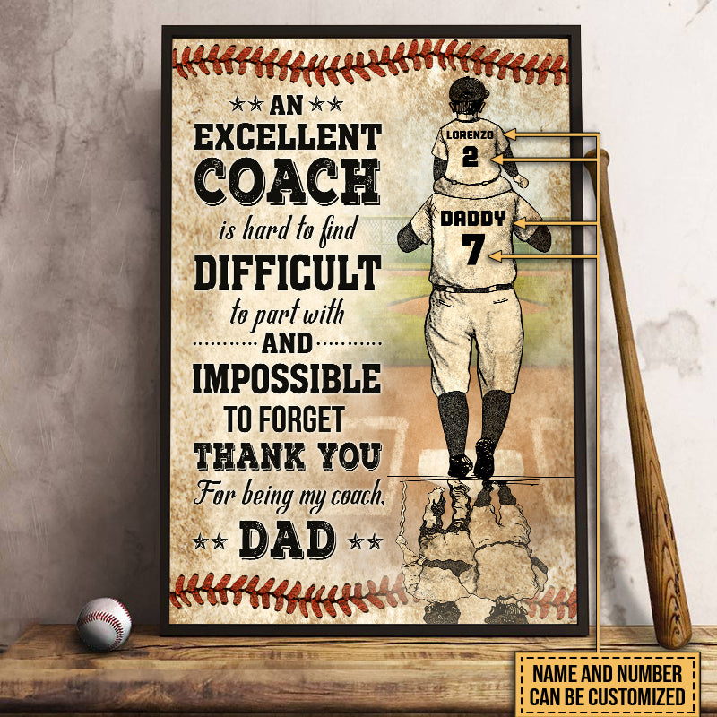 Personalized Baseball Dad And Son An Excellent Coach Customized Poster
