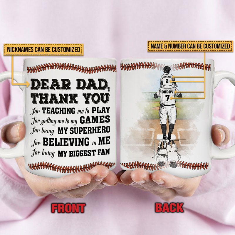 Personalized Baseball Dad And Son Thank You Customized Mug