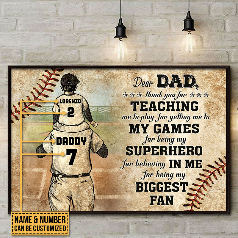 Personalized Baseball Dad And Son Thank You Custom Quote Customized Po -  Wander Prints™