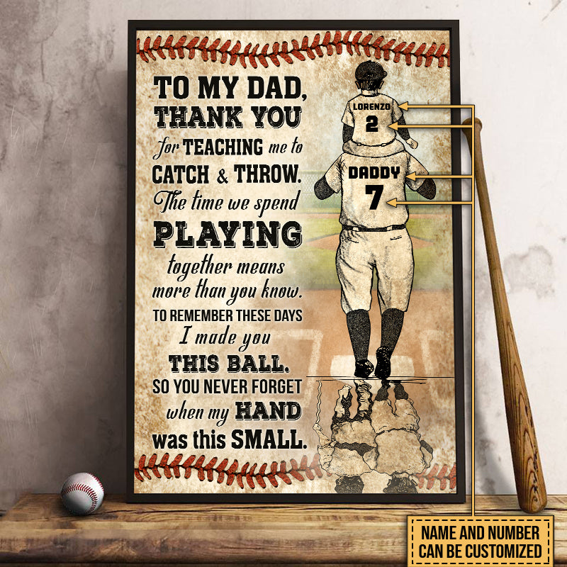 Personalized Baseball Dad And Son Thank You For Teaching Me Customized Poster