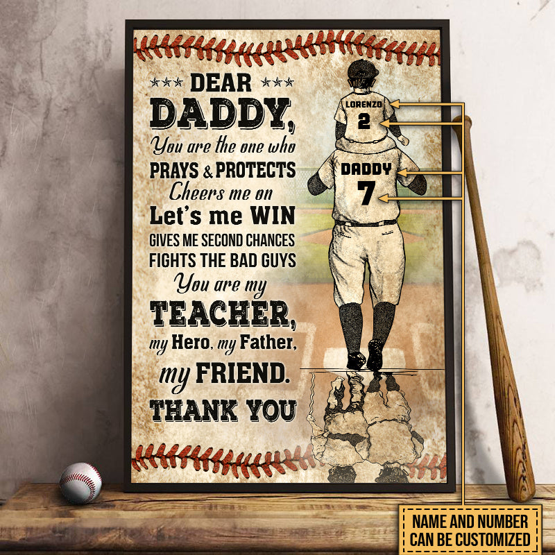 Personalized Baseball Dad And Son Who Prays & Protects Customized Poster